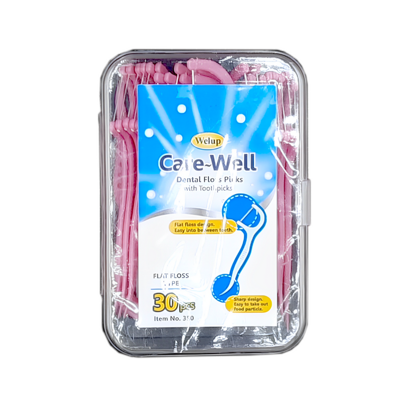 Welup Care-Well Dental Flossers With Toothpicks 30's
