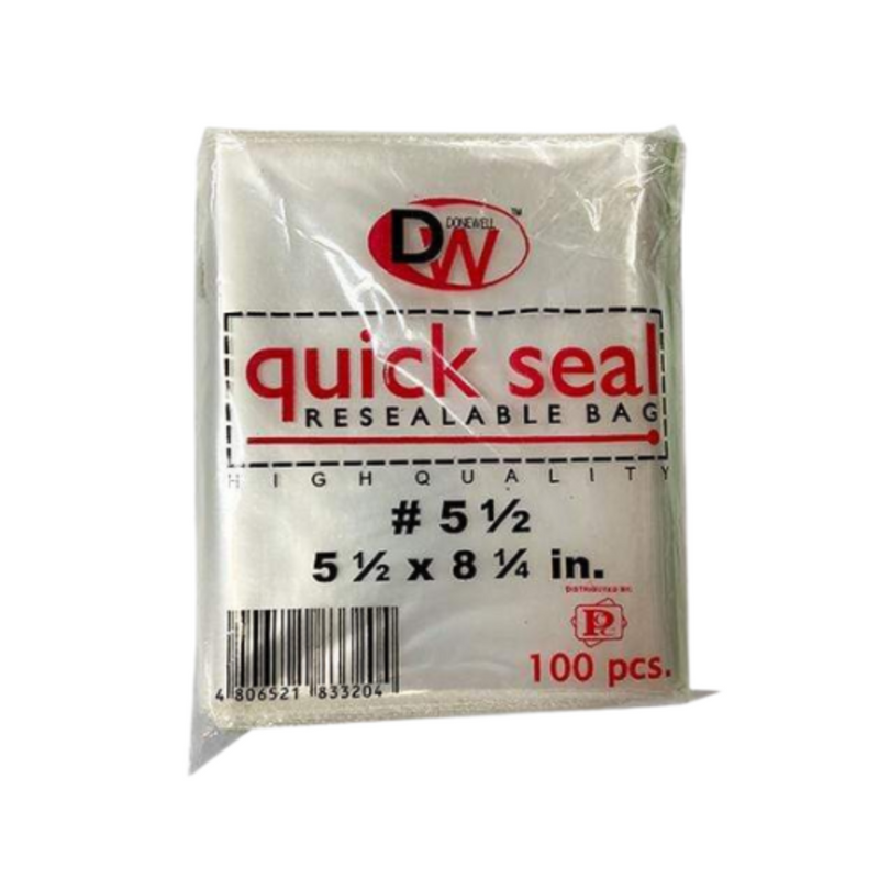 Donewell Quick Seal Resealable 5 1/2 x 8 1/4 inches 100's