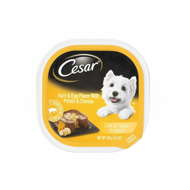 Cesar Loaf And Topper In Sauce Wet Dog Food Ham And Egg With Potato And Cheese 100g