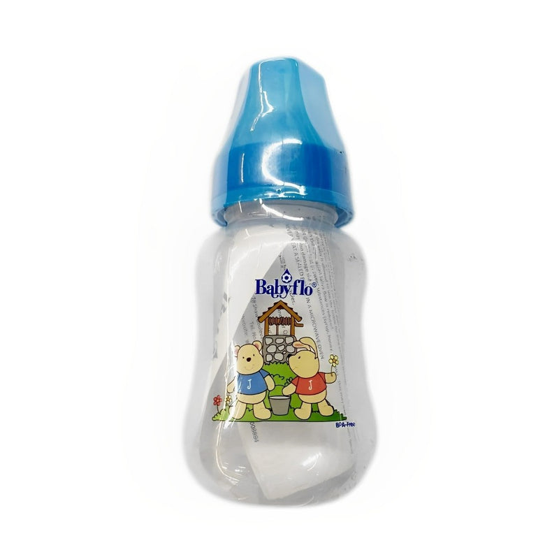 Babyflo Feeding Bottle Nursery Rhyme With Rubber Nipple Blue 132ml (4oz)