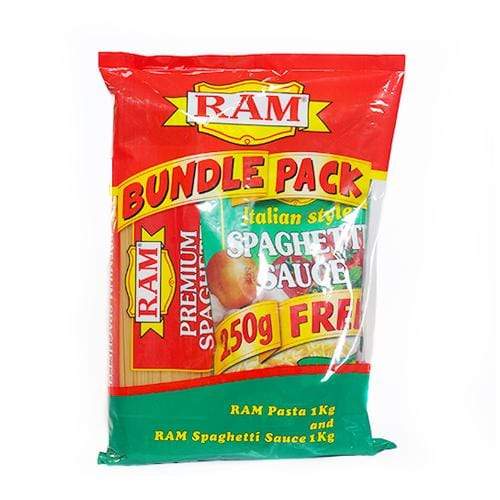 Ram Pasta Ram Bundle Pack Spaghetti Pasta 1kg + Spahetti Sauce Italian Style 1 kg